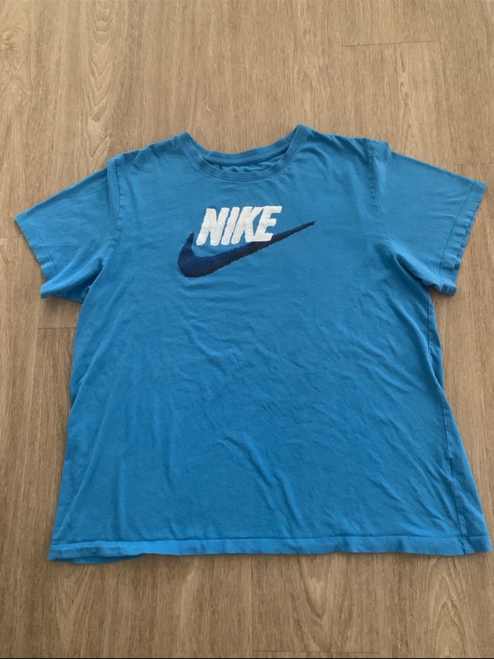 Nike Blue Short-Sleeve Logo Tee with White & Navy Accents